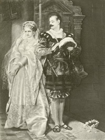 Mycket väsen om ingenting. Akt IV-Scen I (gravyr) av Felix Octavius Carr Darley