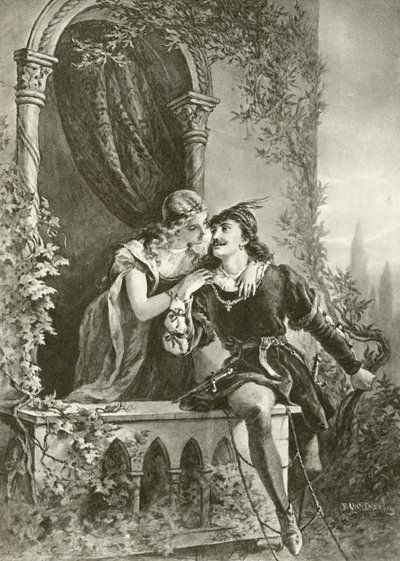 Romeo och Julia. Akt III - scen V (gravyr) av Felix Octavius Carr Darley