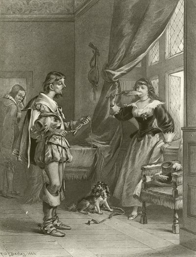 De glada fruarna i Windsor. Akt III, Scen IV (gravyr) av Felix Octavius Carr Darley