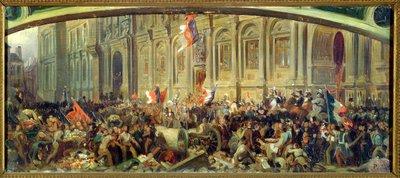 Alphonse de Lamartine (1790-1869) avvisar den röda flaggan på Hotel-de-Ville, Paris, 25 februari 1848 av Felix Philippoteaux