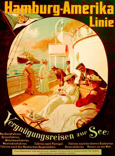 "Pleasure Cruise on the Sea", affisch som annonserar Hamburg American Line, 1904 av Felix Schwormstadt