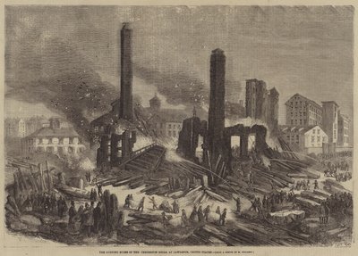 De brinnande ruinerna av Pemberton Mills, i Lawrence, USA av Felix Thorigny