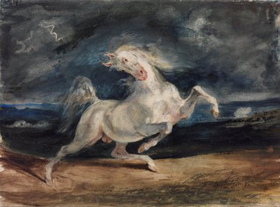 Horse Frightened by Lightning av Ferdinand Victor Eugene Delacroix