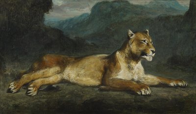 Inclinable lionne  av Ferdinand Victor Eugene Delacroix