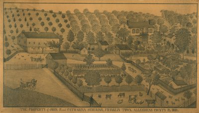 John P. och Catharina Schurings egendom, Franklin Town, Allegheny County, Pennsylvania av Ferdinand A. Brader