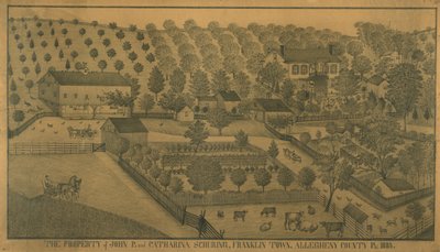 John P. och Catharina Schurings egendom, Franklin Town, Allegheny County, Pennsylvania, 1883 av Ferdinand A. Brader
