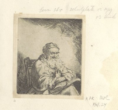 Gammal man med ett klöverblad på sin jacka Recueil de quatre-vingt-cinq estampes originales (serietitel) av Ferdinand Bol (attributed to)