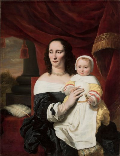 Porträtt av Johanna de Geer-Trip med hennes dotter Cecylia av Ferdinand Bol