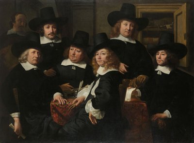 Sex Regents and the Beadle of the Nieuw Zijds Institute for the Outdoor Relief of the Poor, Amsterdam, 1657 av Ferdinand Bol