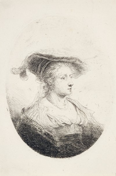 Ung dam med plymad hatt, 1644 av Ferdinand Bol