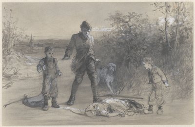 Teun jägaren vid liket av Zijtje av Ferdinand Carl Sierich