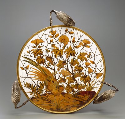 Coupe, ca 1878 (försilvrad mässing, intarsia av elfenben, kopparlegering och trä) av Ferdinand Duvinage