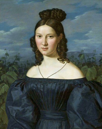 Polska:  Portret młodej dziewczyny Porträtt av en ung kvinna. av Ferdinand Georg Waldmuller