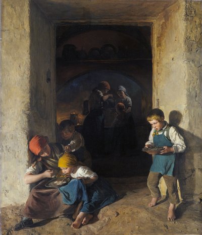 Barn som får sin frukost av Ferdinand Georg Waldmuller