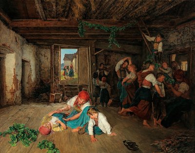 Förbereder firandet av vinskörden, 1860. av Ferdinand Georg Waldmuller