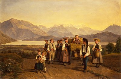 Hemkomsten från skörden vid Zugsjön av Ferdinand Georg Waldmuller
