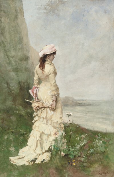 En elegant dam vid havet av Ferdinand Heilbuth