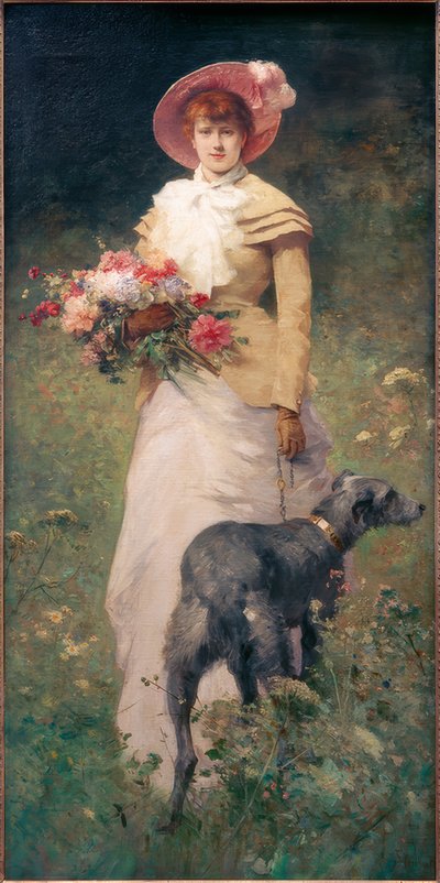 Kvinna med hund av Ferdinand Heilbuth