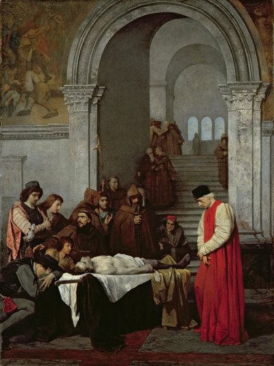 Målaren Luca Signorelli står vid kroppen av sin konkurrents döda son, 1859 av Ferdinand Heilbuth