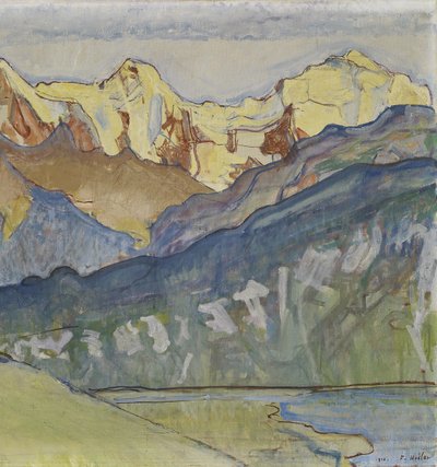 Eiger, Mönch och Jungfrau från Beatenberg av Ferdinand Hodler