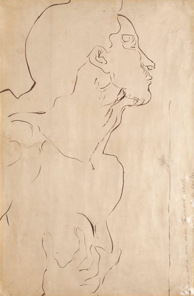 Studie för "Feeling I" (indisk bläck på papper) av Ferdinand Hodler