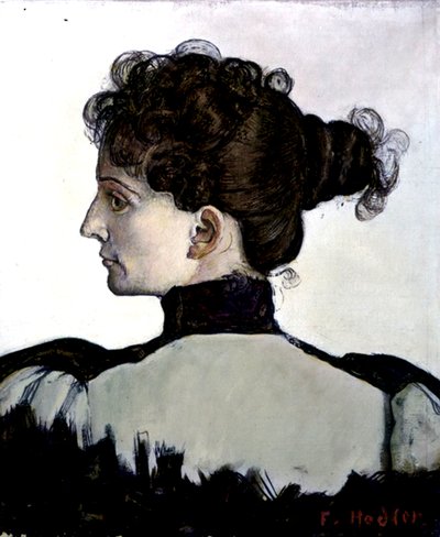 Konstnärens fru (olja på duk) av Ferdinand Hodler