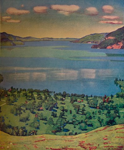 Thunsjön, från Leissigen, c1910. av Ferdinand Hodler