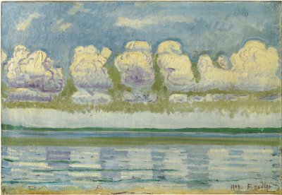 ""Utsikt över Genèvesjön och den schweiziska Jura"" (Genèvesjön med den schweiziska Jura) Målning av Ferdinand Hodler (1853-1918) av Ferdinand Hodler