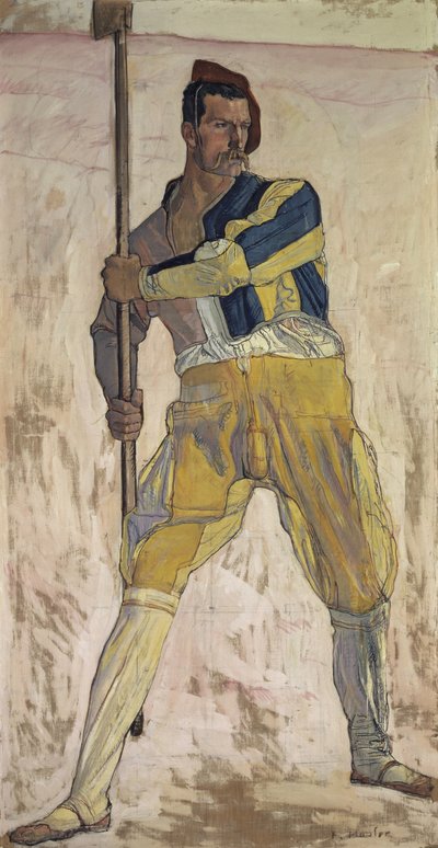 Krigare med hellebard, ca. 1898. av Ferdinand Hodler