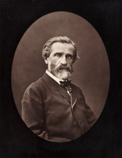 Giuseppe Verdi italiensk kompositör, 1813-1901, ca. 1872. av Ferdinand J. Mulnier