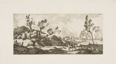 Landskap - pojke med häst av Ferdinand Kobell