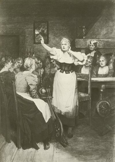Den flygande holländaren, akt II scen i (gravyr) av Ferdinand Leeke