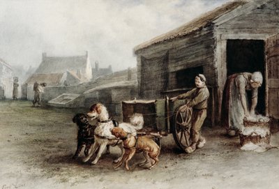 En hundvagn, Holland, ca 1890 (wc på papper) av Ferdinand Lintz