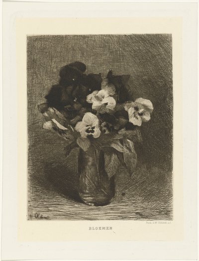 Violer i en vas Blommor (titel på objekt) av Ferdinand Oldewelt