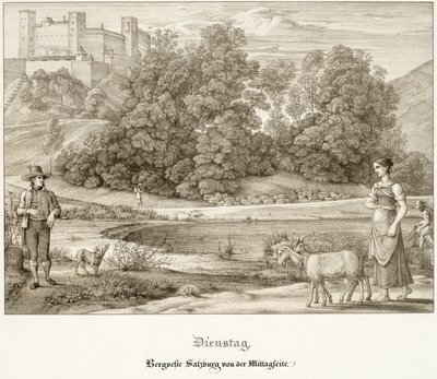 Tisdag: Salzburgs slott sett från söder av Ferdinand Olivier