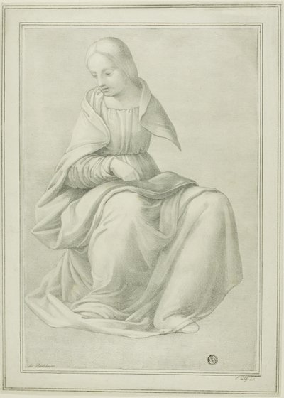 Studie till sittande kvinnofigur av Ferdinand Piloty