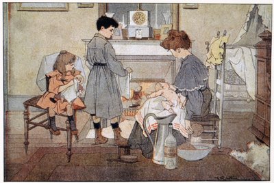 The bath of the baby, ca 1930 (tryck) av Ferdinand Raffin