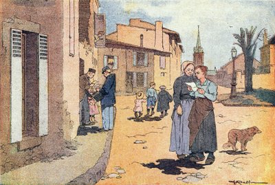 Brevbäraren, i barndomens bildbok, ca 1900 (gravyr) av Ferdinand Raffin