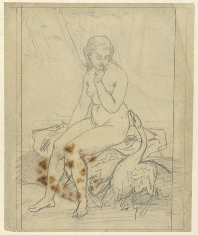Sitter Leda med svanen av Ferdinand Roybet