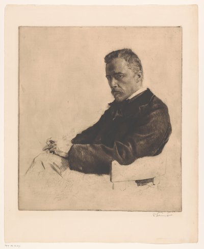 Porträtt av Hugo Wolf av Ferdinand Schmutzer (signed by artist)