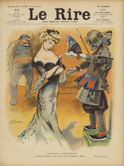 Satir över Frankrikes förbindelser med Japan när spänningarna ökade mellan japanerna och Frankrikes (färg litho) av Ferdinand Sigismund Bac