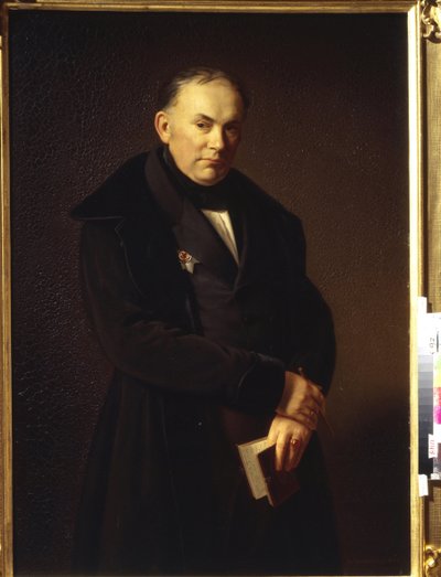 Porträtt av poeten Vasily Andreyevich Zhukovsky (1783-1852) (porträtt av poeten V. Zhukovsky). Målning av Ferdinand Theodor Hidebrandt (1804-1874), olja på duk, 1844. Tysk konst (Dusseldorf) av Ferdinand Theodor Hildebrandt