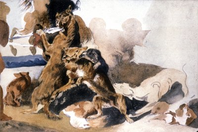 Vargar av Ferdinand Victor Eugene (after) Delacroix