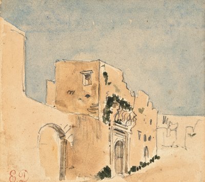 En marockansk byggnad (penna och akvarell på papper) av Ferdinand Victor Eugene Delacroix