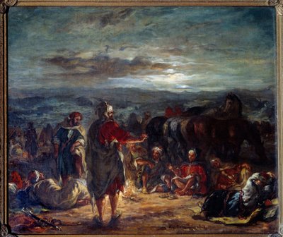 Arabiskt läger på natten. Målning av Eugene Delacroix (1798-1863) av Ferdinand Victor Eugene Delacroix