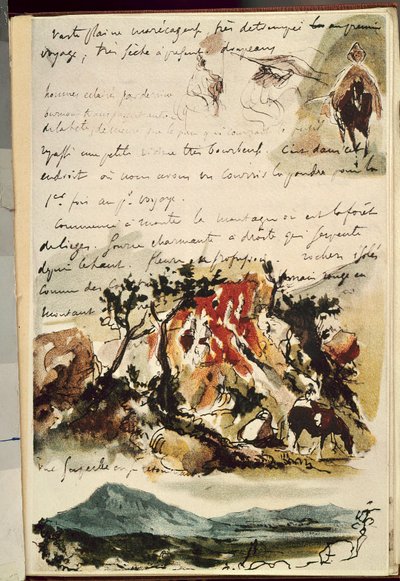 Dokument från Marocko. Teckning av Eugene Delacroix (1798-1863) av Ferdinand Victor Eugene Delacroix