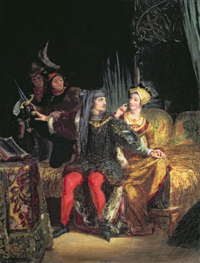 Karl VI (1380-1422) och Odette de Champdivers, ca 1824-26 av Ferdinand Victor Eugene Delacroix