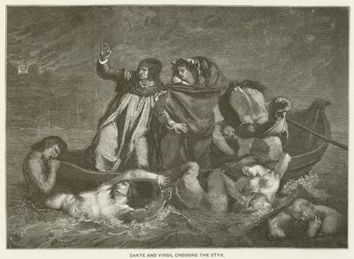Dante och Vergilius korsar Styx av Ferdinand Victor Eugene Delacroix