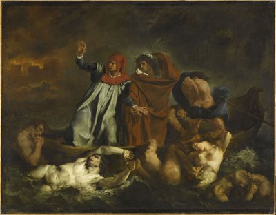 Dante och Vergilius i helvetet. Barken i Dante, 1822. av Ferdinand Victor Eugene Delacroix
