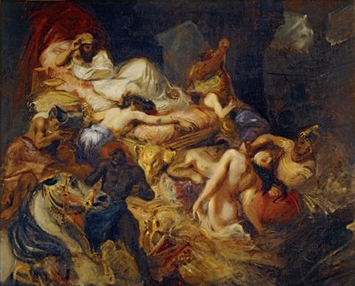 Study Sardanapalus död av Ferdinand Victor Eugene Delacroix